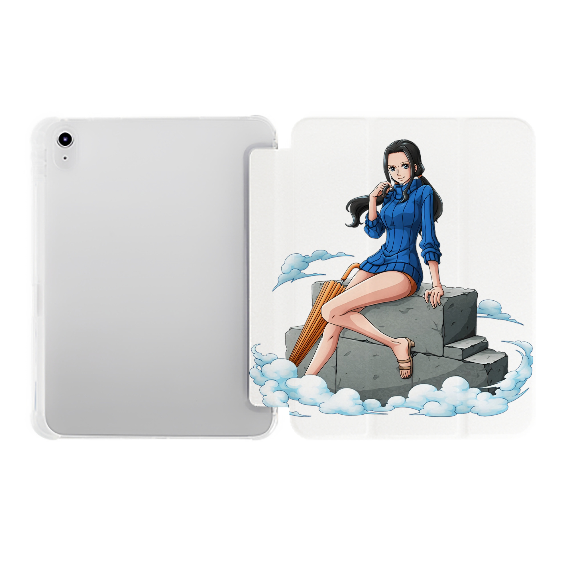 （画像用） ワンピース ニコ・ロビン ONE PIECE Nico Robin IPad ケース ペン収納付き 三つ折りスタンド PUレザー×シリコン 対応機種9.5/10.5/10.9インチ